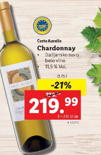 Akcija Lidl - Corte Aurelio, Belo vino Chardonnay 1388186